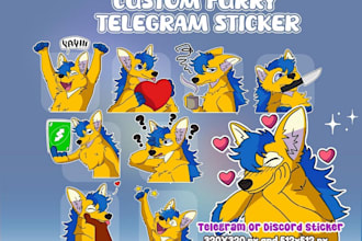 create a custom furry sticker pack, custom stickers, discord emotes, feral