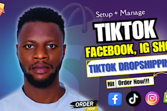 setup tiktok shop, facebook shop, instagram shop, fix metal pixel, shopify store