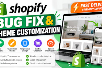 fix shopify theme bugs, liquid errors and mobile layout issues