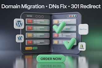 migrate website domain transfer connect domain dns fix 301 redirect shopify wix
