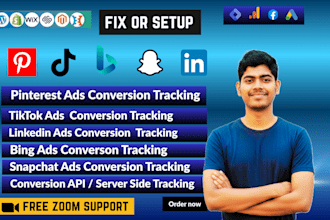setup conversion tracking and capi for tiktok, pinterest,snapchat,linkedin, bing