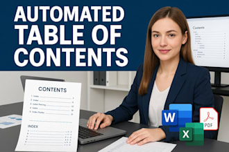 add automatic table of contents page numbering and index in word document