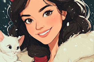make a disney children cartoon illustration