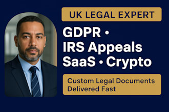 draft gdpr policy, irs appeal letters, saas agreements and crypto compliance doc
