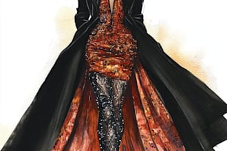 make gorgeous detailed fashion illustration and tech drawing