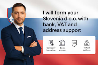 form a slovenian company doo with full setup, bank and  tax registration