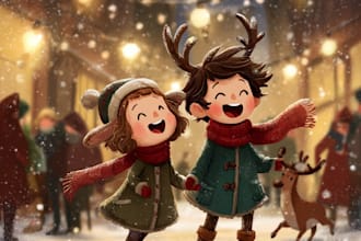 draw a cute christmas themed cartoon character