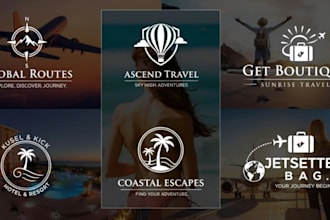 design travel, adventure, beach, hotel, tourism logo