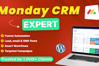 integrate monday CRM with wordpress webflow wix custom sites