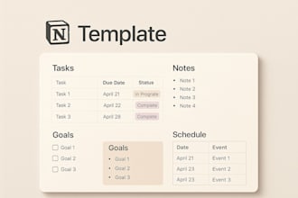 craft aesthetic notion template, notion dashboard and notion calendar