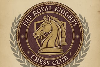 design a classic vintage chess horse logo for your brand