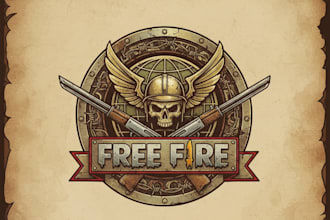 design a retro vintage free fire logo for your team or clan