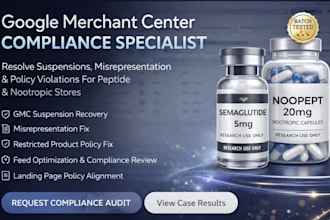 resolve gmc compliance issues for peptide, nootropic product