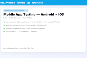 test android or ios apps on real devices with report