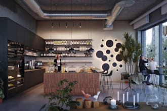 redesign 3d commercial interior,cafe spaces,hospitality,lounge,hotels,cgi render