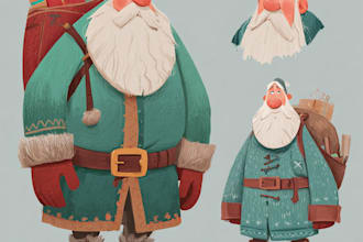 illustrate christmas card, christmas character