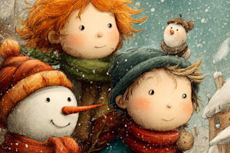 draw your cute cartoon style christmas couple portrait