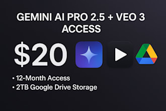 set up and optimize gemini pro, google ai and veo 3 tools for 1 year