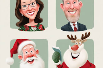 draw unique christmas cartoon caricature