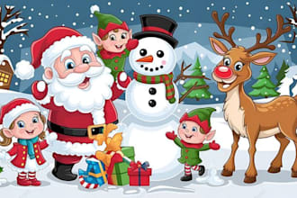 design christmas children story book illustration, book illustration, story book