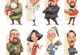 make a christmas caricature, a winter holiday caricature