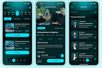 develop car driving tutor app, road sign learning app, instructor booking app