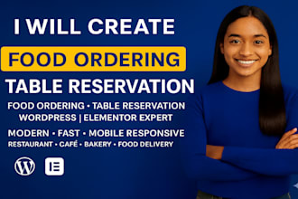 design a restaurant or food ordering website with online table reservation