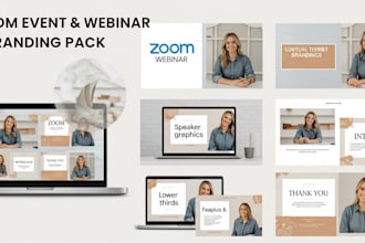 do zoom event branding pack for webinars virtual summits custom speaker overlays