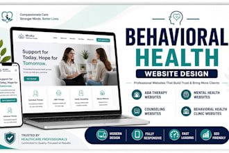 design behavioral health, aba therapy, counseling, mental health clinic website