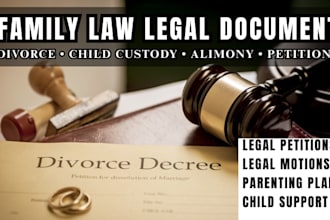 draft family law legal document child custody paperwork divorce petition alimony