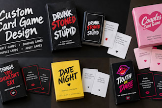 design party card game, drinking card game, couples card, adult card game design
