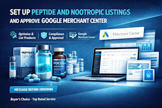 approve google merchant center for peptides and nootropics