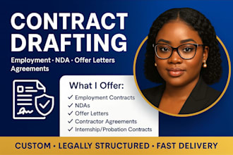 draft employment contracts, offer letters, ndas, and contractor agreements