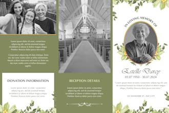 design church funeral brochure leaflet, obituary memorial celebration flyer