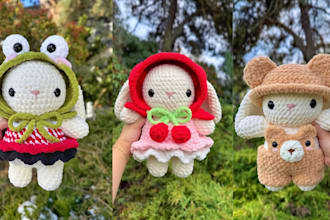 design custom crochet plush, handmade stuffed animal plushie from concept