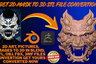 convert image to 3d mask 3d head model 2d to 3d mask design 3d printing