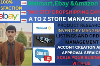 do ebay 2 step dropshippng ,listing,account management as your ebay VA