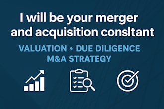 be your merger and acquisition consultant for manda valuation and due diligence