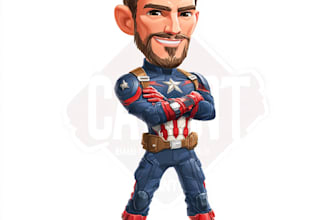 design premium superhero caricature character