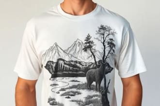 create animal linocut t shirt design for brands