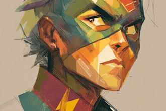 draw illustrate a superhero art portrait