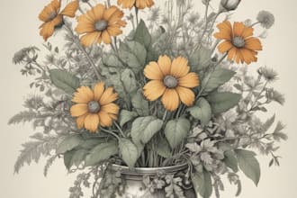 draw botanical illustration of flower illustration