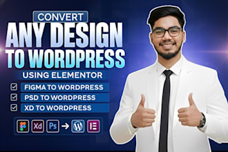 convert figma to wordpress, PSD to wordpress with elementor
