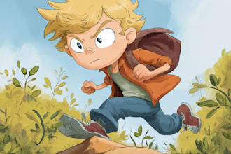 do comic style children book illustration and formatting