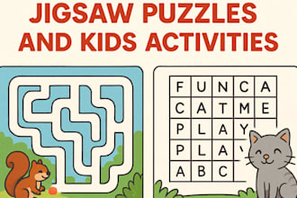 design puzzle book art, coloring pages, jigsaw puzzles and kids activities