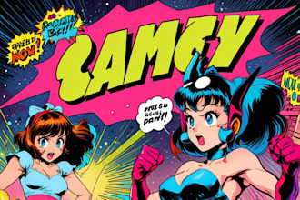create cool retro comic art design illustration