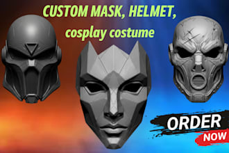 design 3d mask, 3d helmet, cosplay mask helmet, 3d model mask, for 3d printing