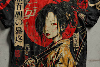 design custom japanese illustration t shirt for streetwear