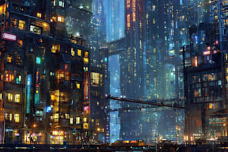create futuristic cyberpunk city for you