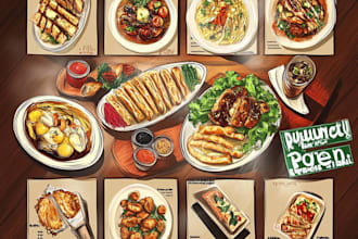 design restaurant flyer, manu card, poster and food menu